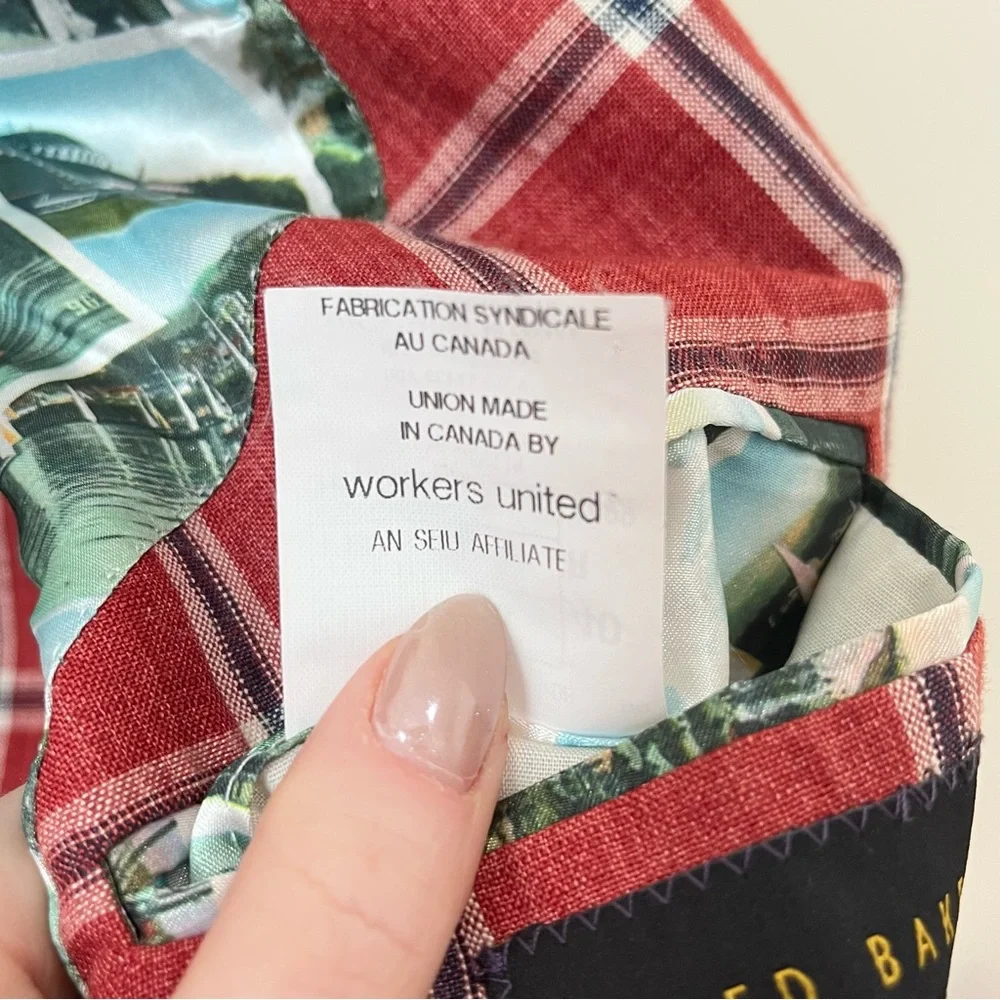 Ted Baker Endurance Linen Windowpane Check Plaid Linen Blazer Red Size 40R - Picture 13 of 13